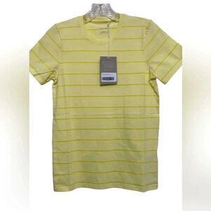 Everlane Womens The Organic Cotton Crew T-Shirt Yellow Stripe Size XS NWT
